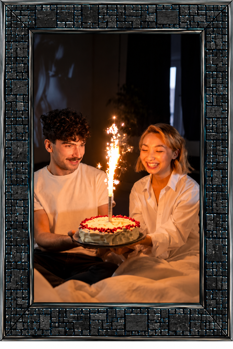 Premium Black Mosaic Textured Photo Frame | Elegant Decorative Picture Frame for Home & Office