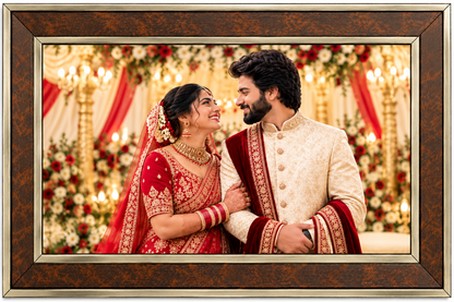 Premium Antique Wooden Photo Frame | Elegant Brown & Gold Finish