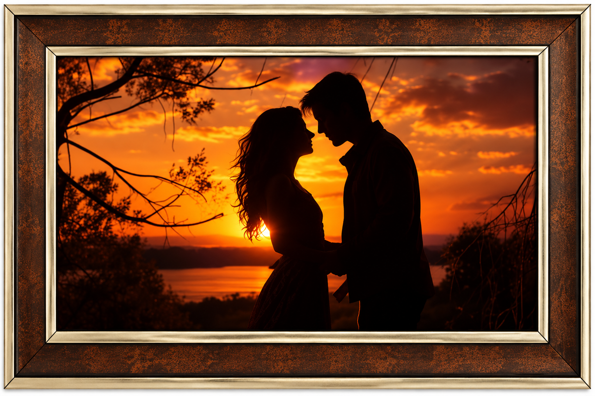 Premium Antique Wooden Photo Frame | Elegant Brown & Gold Finish