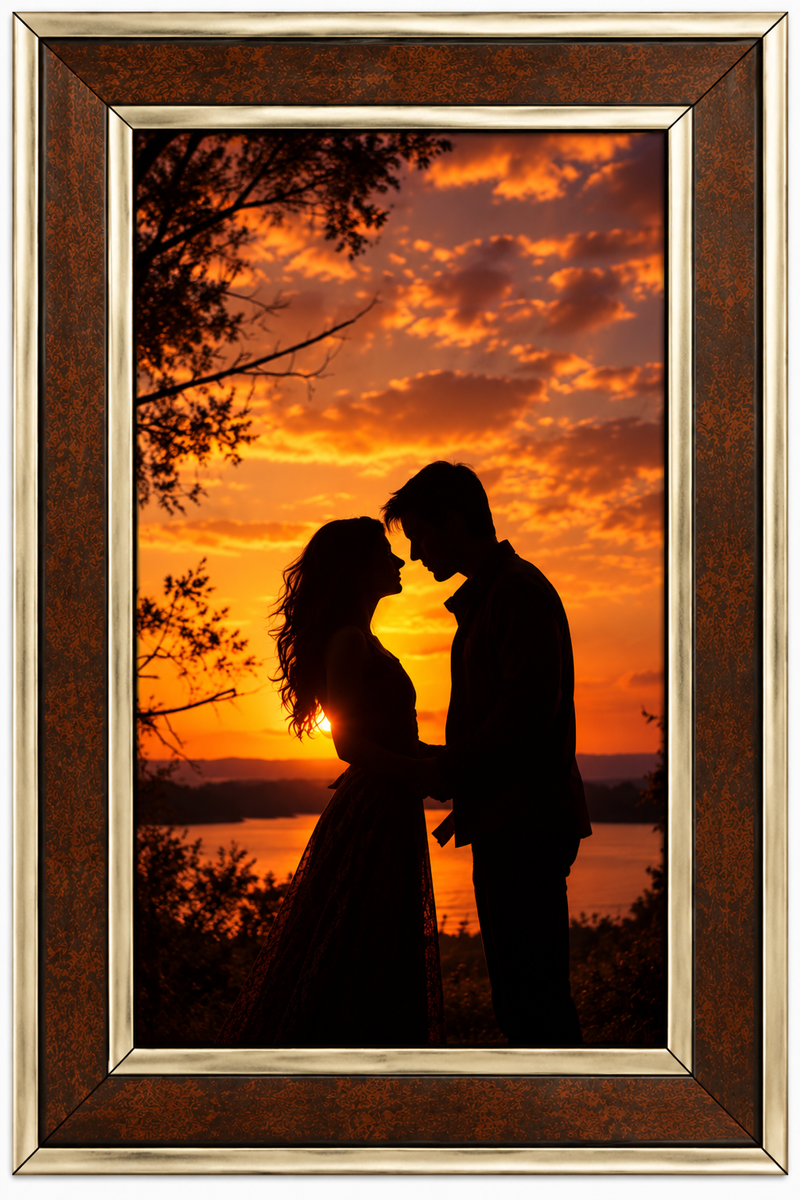 Premium Antique Wooden Photo Frame | Elegant Brown & Gold Finish