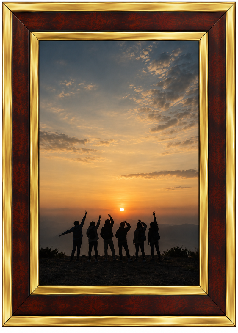 Premium Maroon & Gold Designer Photo Frame | Elegant Luxury Picture Frame for Family, Friends, Wedding & Home Décor | Multiple Sizes Available