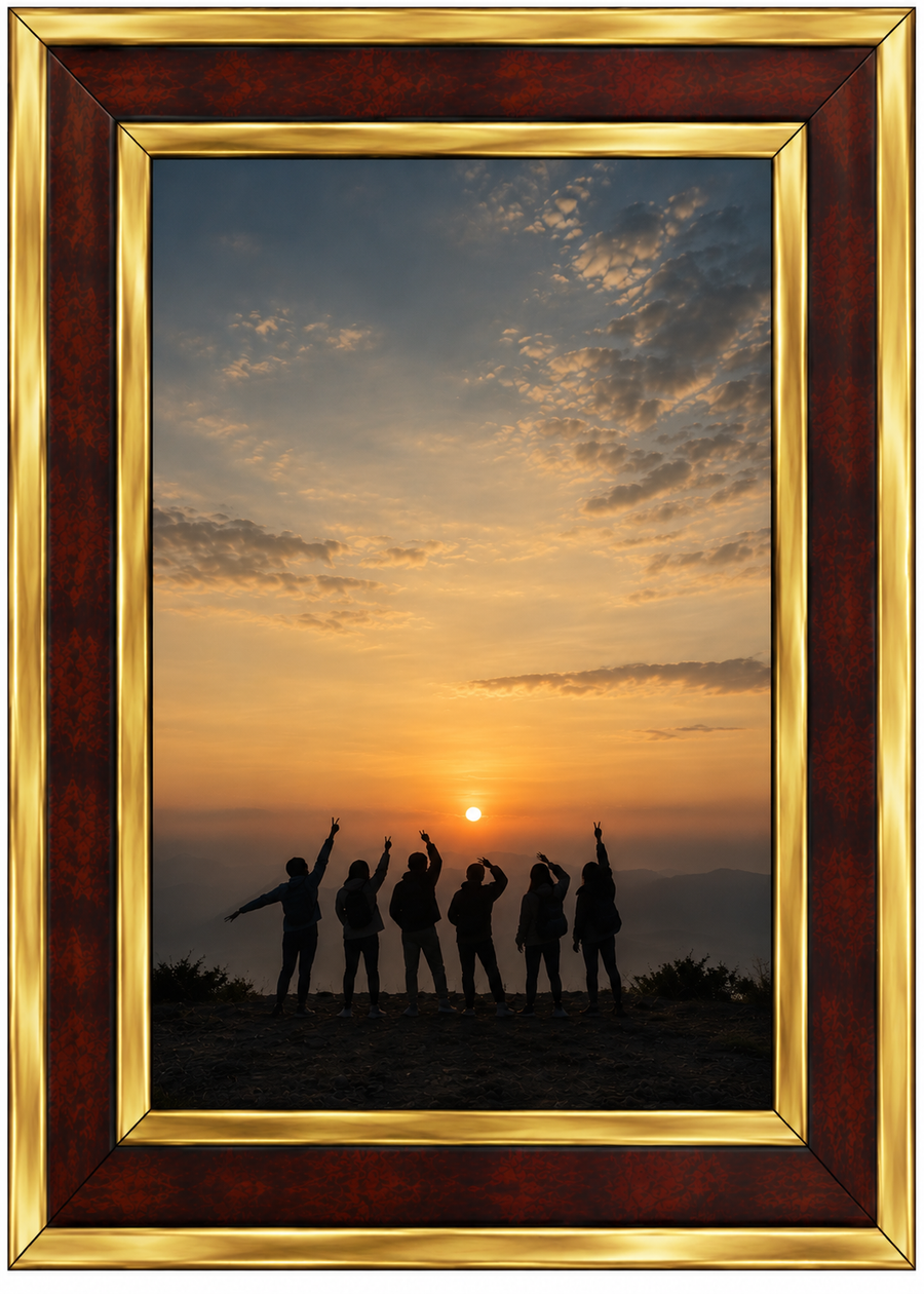 Premium Maroon & Gold Designer Photo Frame | Elegant Luxury Picture Frame for Family, Friends, Wedding & Home Décor | Multiple Sizes Available