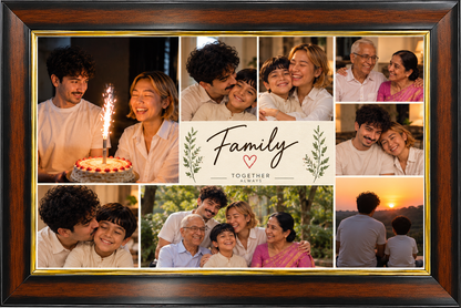 Premium Wooden Photo Frame – Dark Brown & Gold Finish
