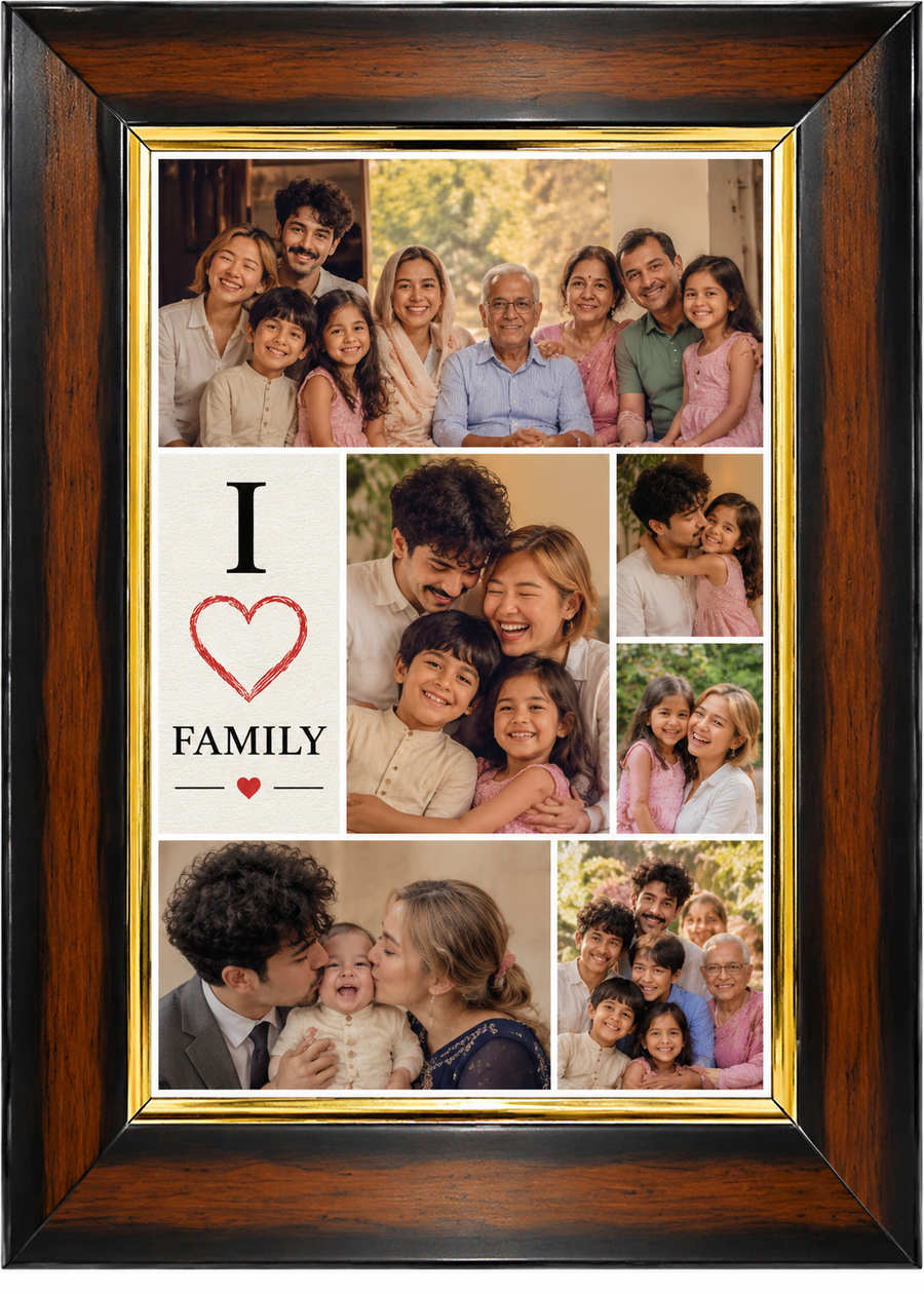 Premium Wooden Photo Frame – Dark Brown & Gold Finish