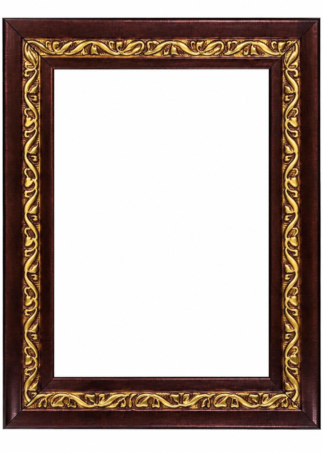 Premium Royal Wooden Photo Frame – Dark Brown & Antique Gold Floral Design