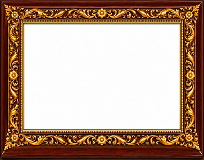 Premium Royal Wooden Photo Frame – Dark Brown & Antique Gold Floral Design