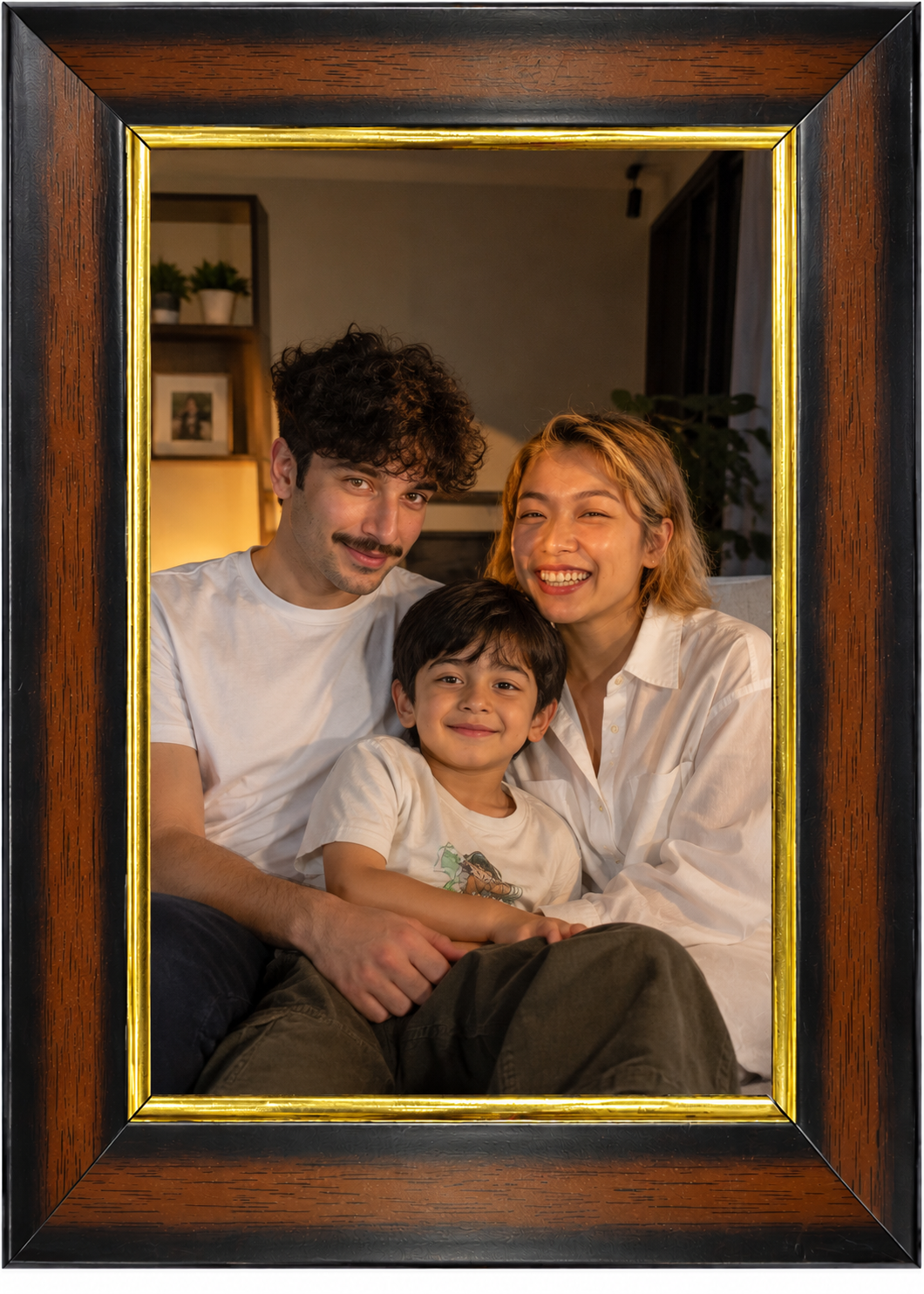 Premium Wooden Photo Frame – Dark Brown & Gold Finish