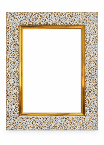 Premium White & Gold Designer Photo Frame | Elegant Textured Picture Frame for Wedding, Anniversary, Family Photos & Home Décor | Multiple Sizes Available